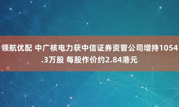 领航优配 中广核电力获中信证券资管公司增持1054.3万股 每股作价约2.84港元